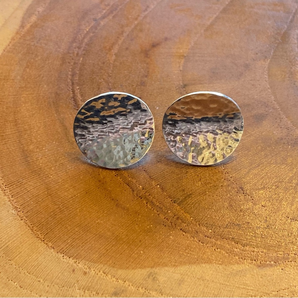 RETIRED James Avery Hammered Disc Ear Post Earrings, Sterling Silver